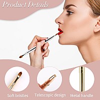 2 Pack Retractable Lip Brush For Lipstick Lip Gloss Doubleended Lip Makeup Brushes With Cap Lipstick Brush Lip Balm Applicator