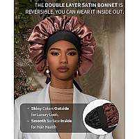 Satin Bonnet For Women Silk Bonnets For Sleeping Curly Hair Bonnet With Elastic Tie Band Reversible Double Layer Sleep Cap Hair