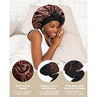 Satin Bonnet For Women Silk Bonnets For Sleeping Curly Hair Bonnet With Elastic Tie Band Reversible Double Layer Sleep Cap Hair