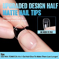 Tomicca Short Square Nail Tips 360Pcs Half Matte Soft Gel X Nail 12 Sizes Press On Acrylic Nail Tips Full Cover Pre Shaped Fa