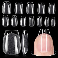 Tomicca Short Coffin Nail Tips 12 Sizes Soft Gel Nail Tips 360Pcs Full Cover Pre Shaped Nails Acrylic Half Matte Short Gel Na