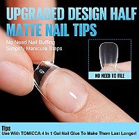 Tomicca Short Coffin Nail Tips 12 Sizes Soft Gel Nail Tips 360Pcs Full Cover Pre Shaped Nails Acrylic Half Matte Short Gel Na