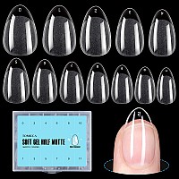 Tomicca Short Almond Gel Nail Tips 360Pcs Soft Acrylic Nail Tips For Full Cover Nail Extension Half Matte Preshape False Press