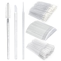 G2Plus 300Pcs Crystal Eyelash Extension Supplies Kit 100Pcs Disposable Lip Wands 100Pcs Mascara Brush Applicators 100Pcs Glit