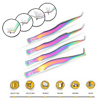 M Lash Tweezers For Eyelash Extensions Set Of 4 Professional Lash Extension Tweezers Fiber Tip Japanese Steel Diamond Gr