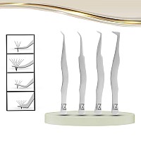 M Lash Tweezers For Eyelash Extensions Set Of 4 Professional Lash Extension Tweezers Fiber Tip Japanese Steel Diamond Gr