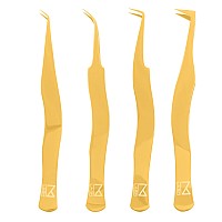 M Lash Tweezers For Eyelash Extensions Set Of 4 Professional Lash Extension Tweezers Fiber Tip Japanese Steel Diamond Gr