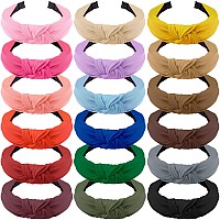 Siquk 18 Pieces Colorful Fabric Headbands For Women Knotted Turban Style With Varied Designs