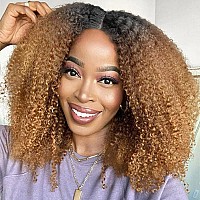 Mongolian Ombre Afro Kinky Curly Bundles Human Hair 8 10 12 Inch 1B30 Black Brown 4B 4C Afro Kinkys Human Hair Bundle Curly Wea