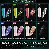 Mizhse Cat Eye Gel Nail Polish Set 8 Colors With Magnet Stick 9D Cat Eye Gel Polish And Shiny Wide Cat Eye Gel Set Classic Hol