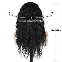 Gnimegil Black Wig Long Curly Wavy Wig For Women With Free Part Bangs Daily Drag Queen Carnival Party Halloween Costume Syntheti