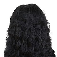 Gnimegil Black Wig Long Curly Wavy Wig For Women With Free Part Bangs Daily Drag Queen Carnival Party Halloween Costume Syntheti