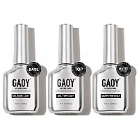 Gaoy Gel Top Coat Matte Top Coat And Base Coat Set 3 Pcs 16Ml Glossy Matte No Wipe Combination For Uv Light Cure Gel Nail Poli