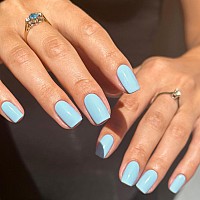 Kqueenest 30Pcs Baby Blue Press On Nails Short Medium Squaresalon Like Pretty Fake Nails Acrylicbright Color Gel Glue On Nails