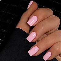 Kqueenest 30 Pcs Light Pink Press On Nails Short Medium Square Fake Nails Acrylicsalon Colored Gel Glue On Nailsthick Short Co