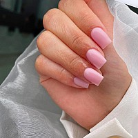 Kqueenest 30 Pcs Light Pink Press On Nails Short Medium Square Fake Nails Acrylicsalon Colored Gel Glue On Nailsthick Short Co