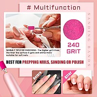 Nails Sanding Bands 240Grit Sanding Band For Nail Drill 200Pcs Pink Sanding Band 240 Grit Fine Sanding Bands With 332 Sandi