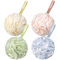 Amazerbath Loofah Sponge 75Gpiece Exfoliating Bath Sponge Body Scrubber Loofa Set Of 4 Cotton Candy Quartet Large