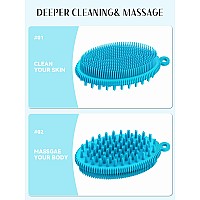 Heeta Silicone Body Scrubber Gentle Exfoliating Body Scrubber 2 In 1 Silicone Loofah Brush For Shower Silicone Body Brush Eas