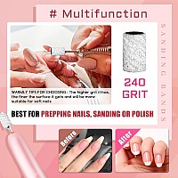 200Pcs Nails Sanding Band 240 Grit Zebra Sanding Band Fine Grit Sanding Bands With 332 Nail Sanding Bit For Natural Gel Na