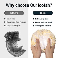 Amazerbath Loofah Sponge Shower Loofah 60Gpcs Body Scrubber Loofa Set Of 3 Cotton Candy Trio Bath Sponge For Men And Women