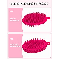 Heeta Silicone Body Scrubber Gentle Exfoliating Body Scrubber 2 In 1 Silicone Loofah Brush For Shower Silicone Body Brush Eas