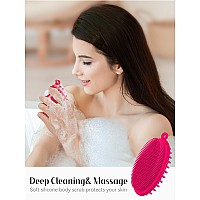 Heeta Silicone Body Scrubber Gentle Exfoliating Body Scrubber 2 In 1 Silicone Loofah Brush For Shower Silicone Body Brush Eas