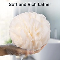 Amazerbath Loofah Sponge Shower Loofah 60Gpcs Body Scrubber Loofa Set Of 3 Cream Color Bath Sponge For Men And Women