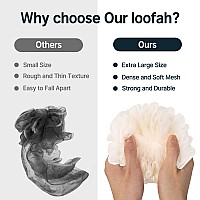 Amazerbath Loofah Sponge Shower Loofah 60Gpcs Body Scrubber Loofa Set Of 3 Cream Color Bath Sponge For Men And Women