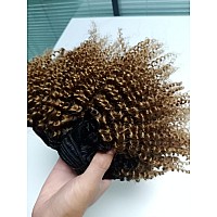 Mongolian Afro Kinky Curly Bundles Ombre Human Hair Bundles 14 16 18 Inches T1B30 Brown 4B 4C Afro Kinky Bulk Human Hair Virgin