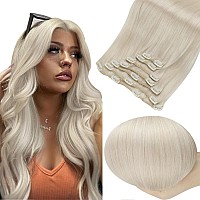 Full Shine Clip In Hair Extensions Real Human Hair Ice Blonde Real Hair Extensions Clip In Human Hair For Woman Straight Natural