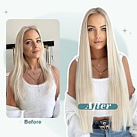 Full Shine Clip In Hair Extensions Real Human Hair Ice Blonde Real Hair Extensions Clip In Human Hair For Woman Straight Natural