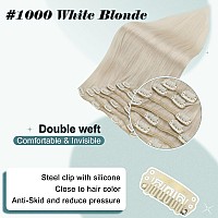 Full Shine Clip In Hair Extensions Real Human Hair Ice Blonde Real Hair Extensions Clip In Human Hair For Woman Straight Natural