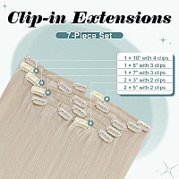 Full Shine Clip In Hair Extensions Real Human Hair Ice Blonde Real Hair Extensions Clip In Human Hair For Woman Straight Natural