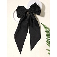 Furling Pompoms Hair Bow Clips Black Hair Bow White Hair Bow Big Satin Hair Bow Barrette Alligator Clips Long Tail Hair Accessor