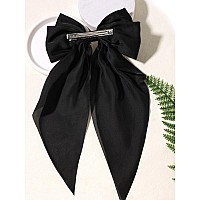 Furling Pompoms Hair Bow Clips Black Hair Bow White Hair Bow Big Satin Hair Bow Barrette Alligator Clips Long Tail Hair Accessor