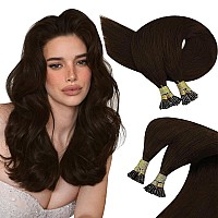 Sunny I Tip Hair Extensions Dark Brown 50G I Tip Hair Extensions Human Hair Dark Brown I Tip Natural Hair Extension 14Inch Brown