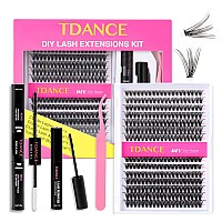 Tdance Diy Lash Extension Kit Cluster Lashes Kit With 1016Mm Mix Lash Clusters Lash Bond And Seal Lash Remover Lash Applicat