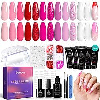 Beetles Poly Nail Gel Kit 22Pcs Poly Nail Gel Colors Pink Glitter Nail Kit For Beginners With Everything Nail Art Diy Hom Gifts