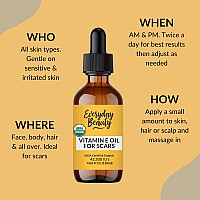 Organic Vitamin E Oil For Scars All Natural Vegan Skin Moisturizer 406Oz Light Unscented Great For Scars After Surgery