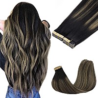 Goo Goo Tape In Hair Extensions Human Hair 1B161B Balayage Natural Black To Light Blonde 10Inch 60G 40Pcs Thick Ends Straig