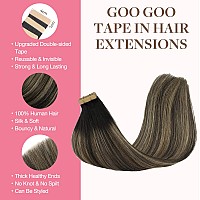 Goo Goo Tape In Hair Extensions Human Hair 1B161B Balayage Natural Black To Light Blonde 10Inch 60G 40Pcs Thick Ends Straig