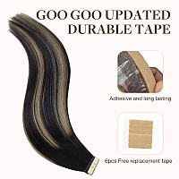 Goo Goo Tape In Hair Extensions Human Hair 1B161B Balayage Natural Black To Light Blonde 10Inch 60G 40Pcs Thick Ends Straig