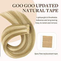 Goo Goo Tape In Hair Extensions Human Hair 1622 Light Blonde Highlighted Golden Blonde 10Inch 60G 40Pcs Thick Ends Straight