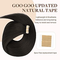 Goo Goo Tape In Hair Extensions Human Hair 2 Dark Brown 12Inch 80G 40Pcs Thick Ends Straight Seamless Tape In Invisible Tape