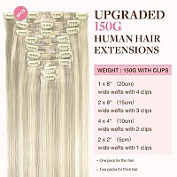 Goo Goo Clip In Hair Extensions Real Human Hair Remy Human Hair Extensions Clip Ins For Women Natural Human Hair 22Inch 150G