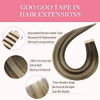 Goo Goo Tape In Hair Extensions Human Hair 4264 Balayage Chocolate Brown To Honey Blonde 12Inch 80G 40Pcs Thick Ends Straig