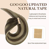 Goo Goo Tape In Hair Extensions Human Hair 4264 Balayage Chocolate Brown To Honey Blonde 12Inch 80G 40Pcs Thick Ends Straig