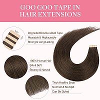 Goo Goo Tape In Hair Extensions Human Hair 4A Chocolate Brown 12Inch 80G 40Pcs Thick Ends Straight Seamless Tape In Invisibl