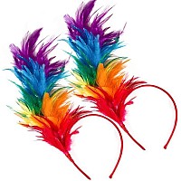 Junbestn Rainbow Feathers Headpiece Masquerade Fascinator Headband For Women Teen Girls Halloween Christmas Tea Party 20S 50S 80